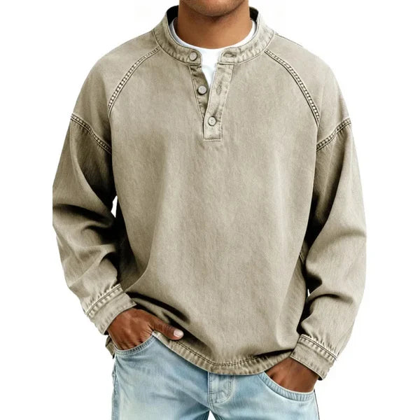 Everett | Vintage Gewassen Henley Shirt